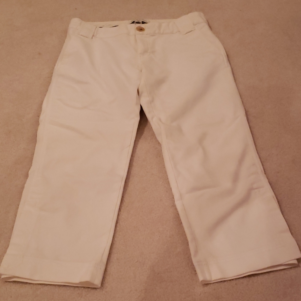 Cream cropped slacks